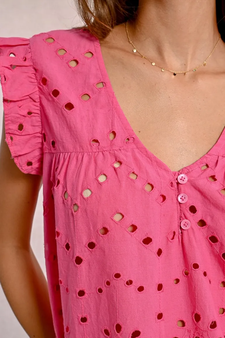 Top en broderie ajourée