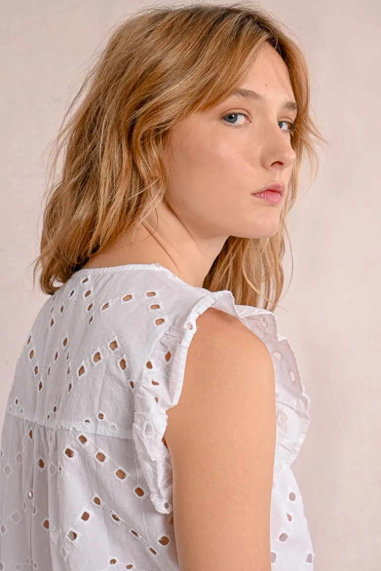 Top en broderie ajourée