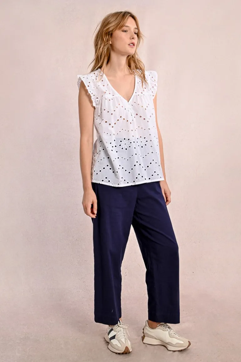 Top en broderie ajourée