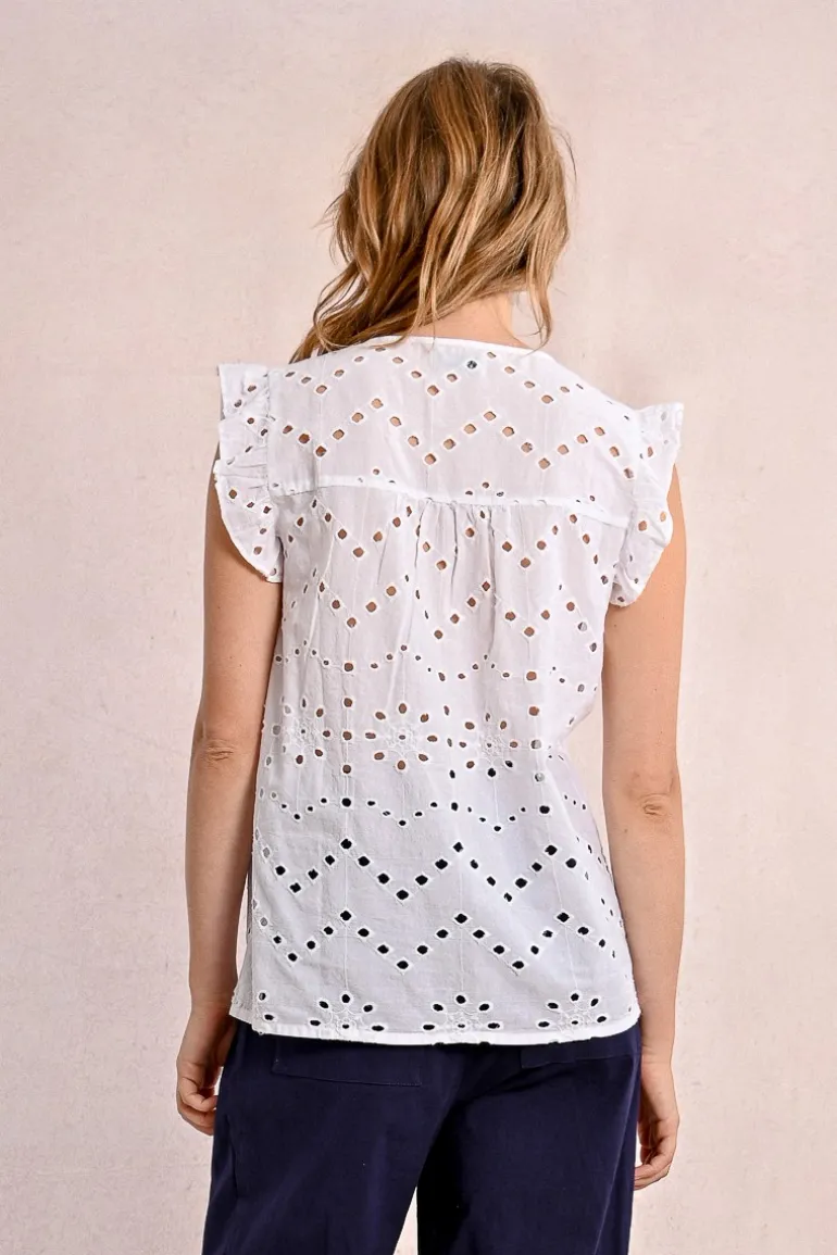 Top en broderie ajourée