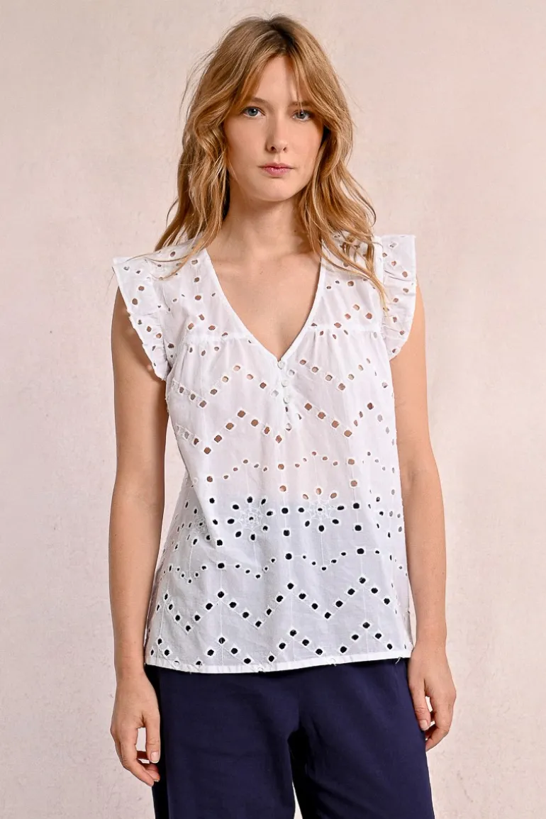 Top en broderie ajourée