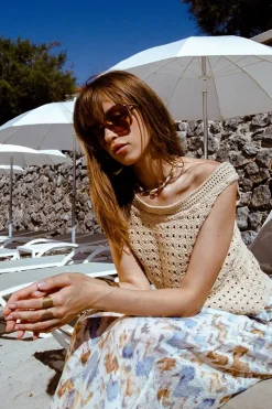 Top macramé de coton