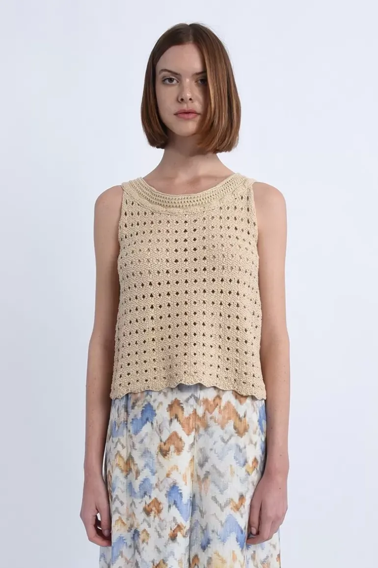 Top macramé de coton