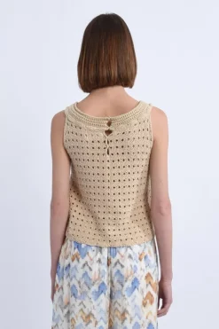 Top macramé de coton