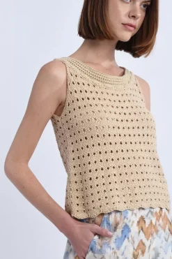 Top macramé de coton