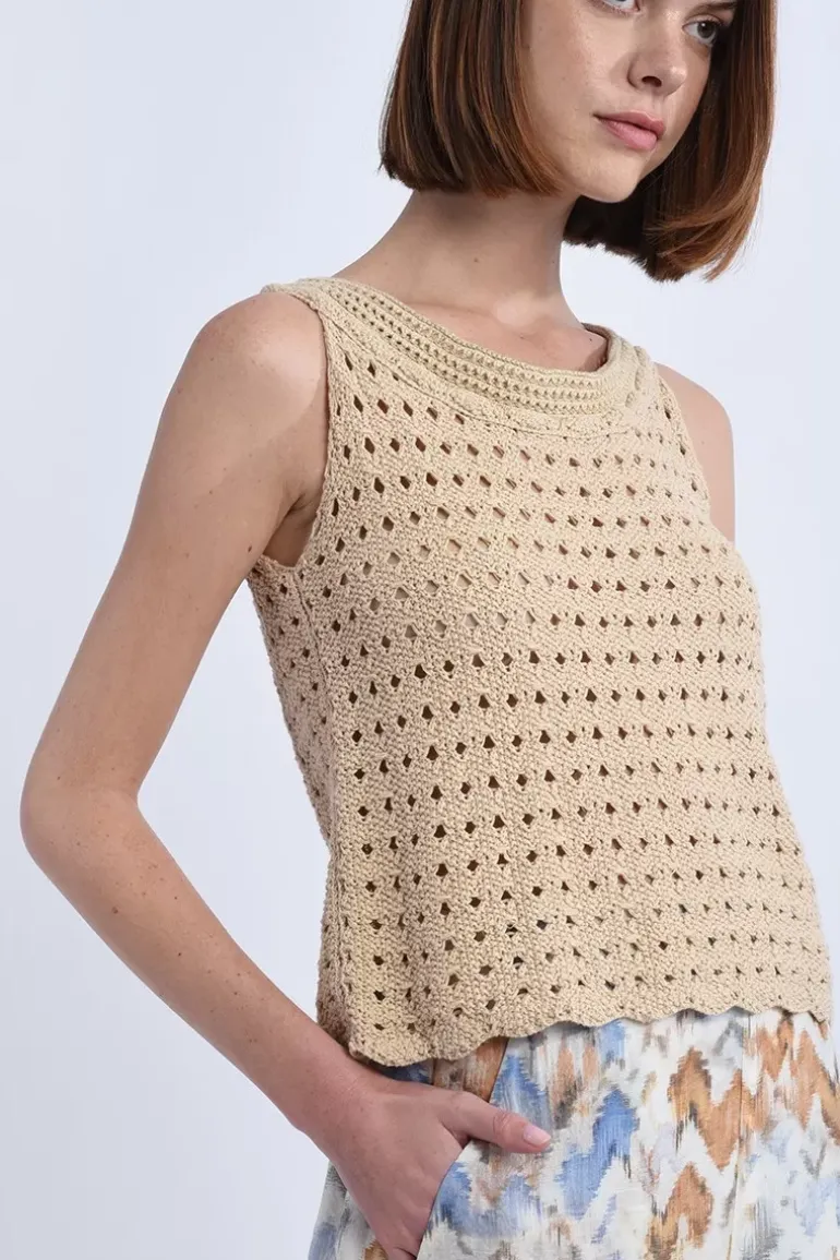 Top macramé de coton