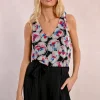 Top sans manches, en semi-transparence, à imprimé