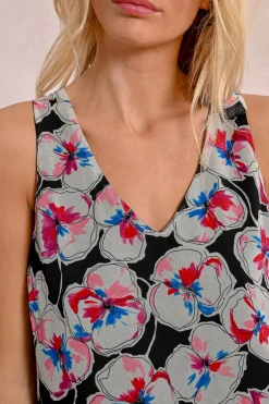 Top sans manches, en semi-transparence, à imprimé