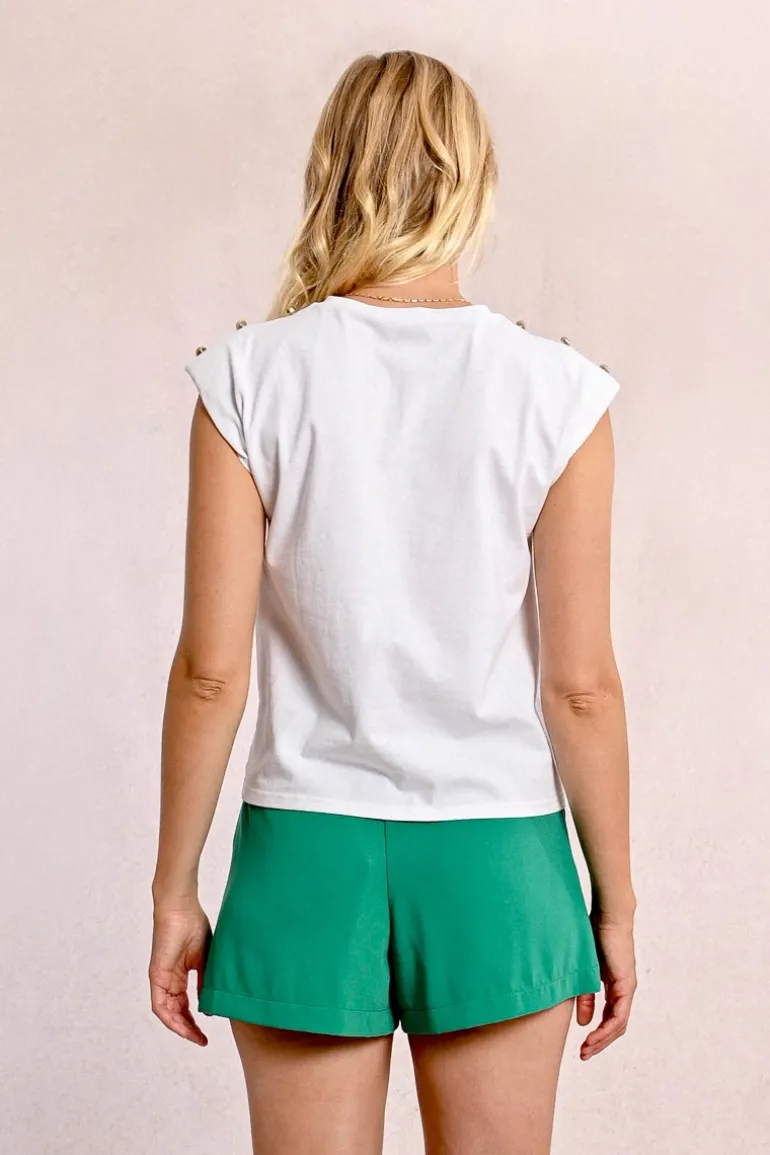 T-shirt à larges épaulettes