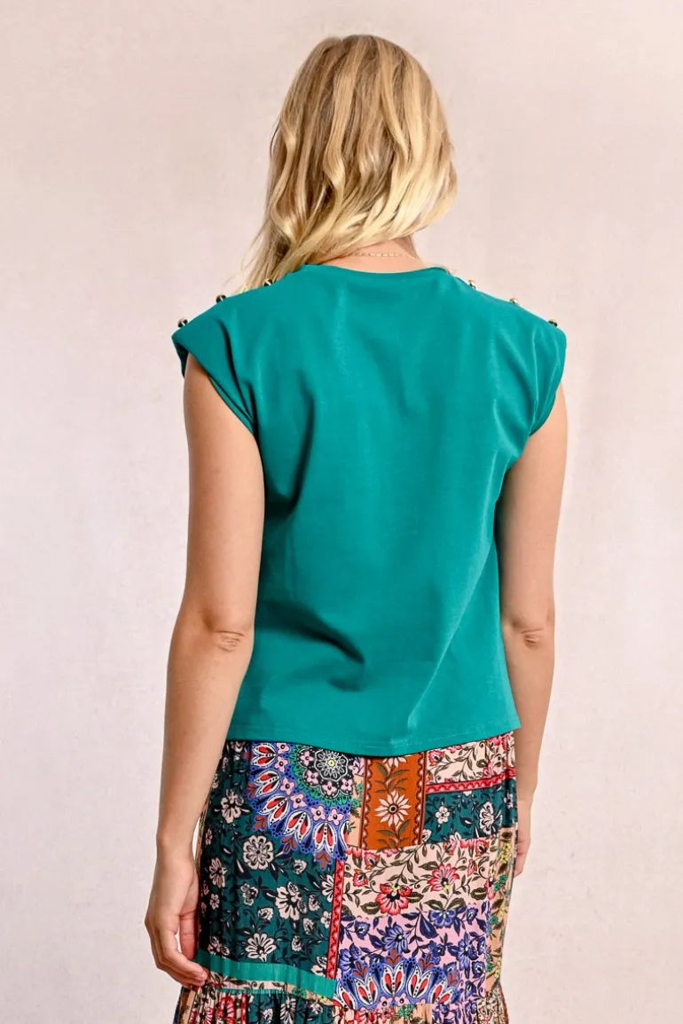 T-shirt à larges épaulettes