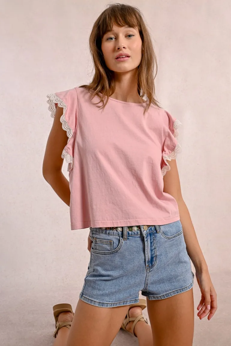 T-shirt à manches volantées