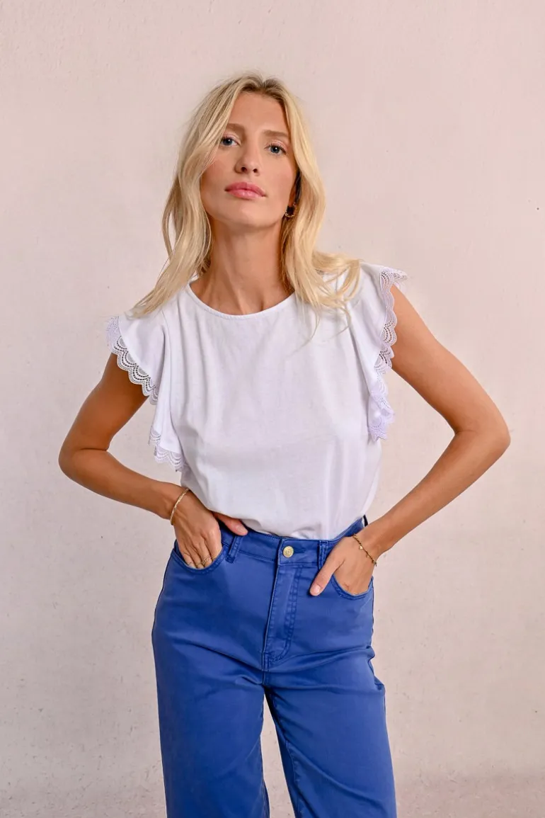 T-shirt à manches volantées