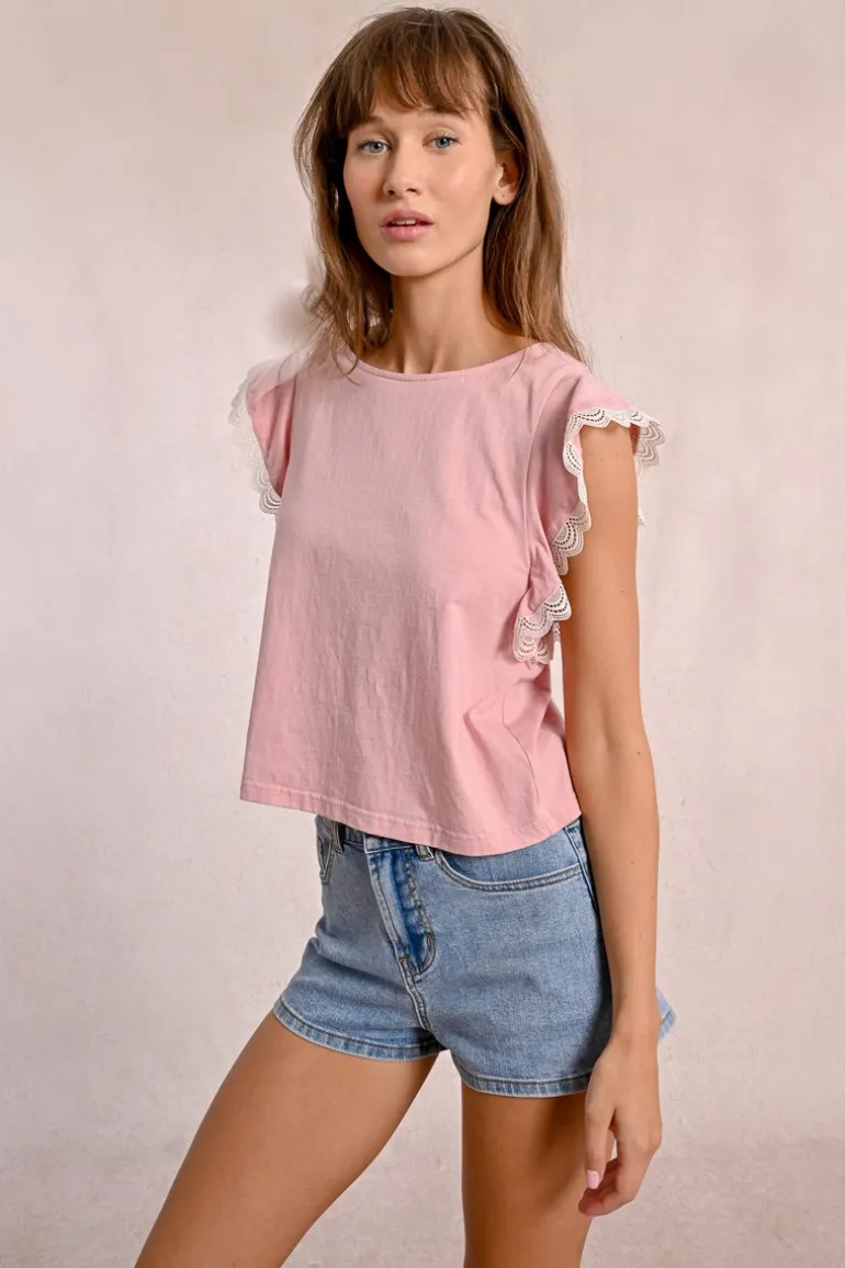 T-shirt à manches volantées
