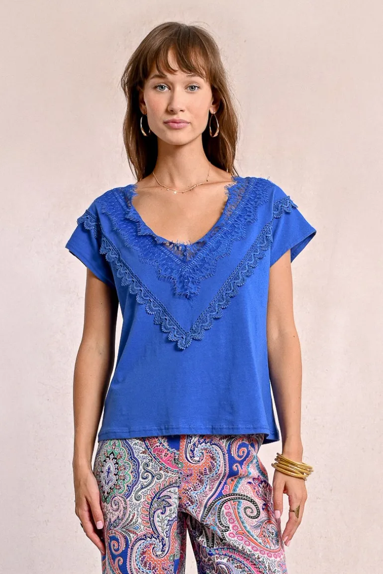 T-shirt ajusté avec détail dentelle