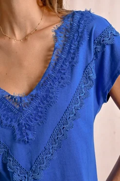 T-shirt ajusté avec détail dentelle