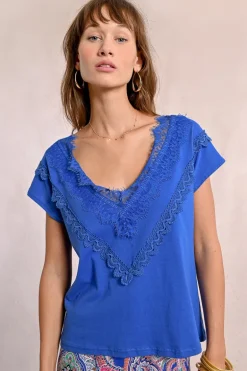 T-shirt ajusté avec détail dentelle