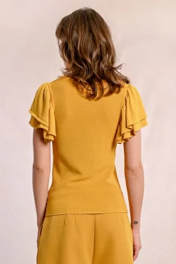 T-shirt ajusté avec manches volantées