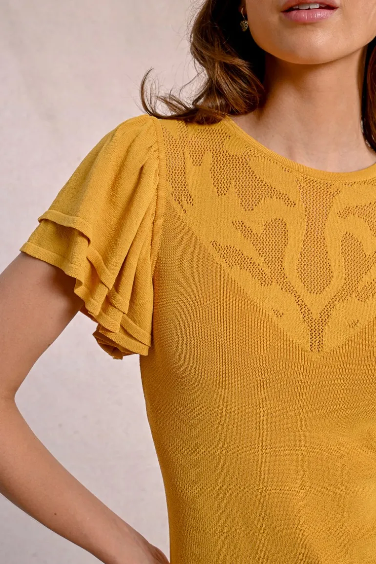 T-shirt ajusté avec manches volantées