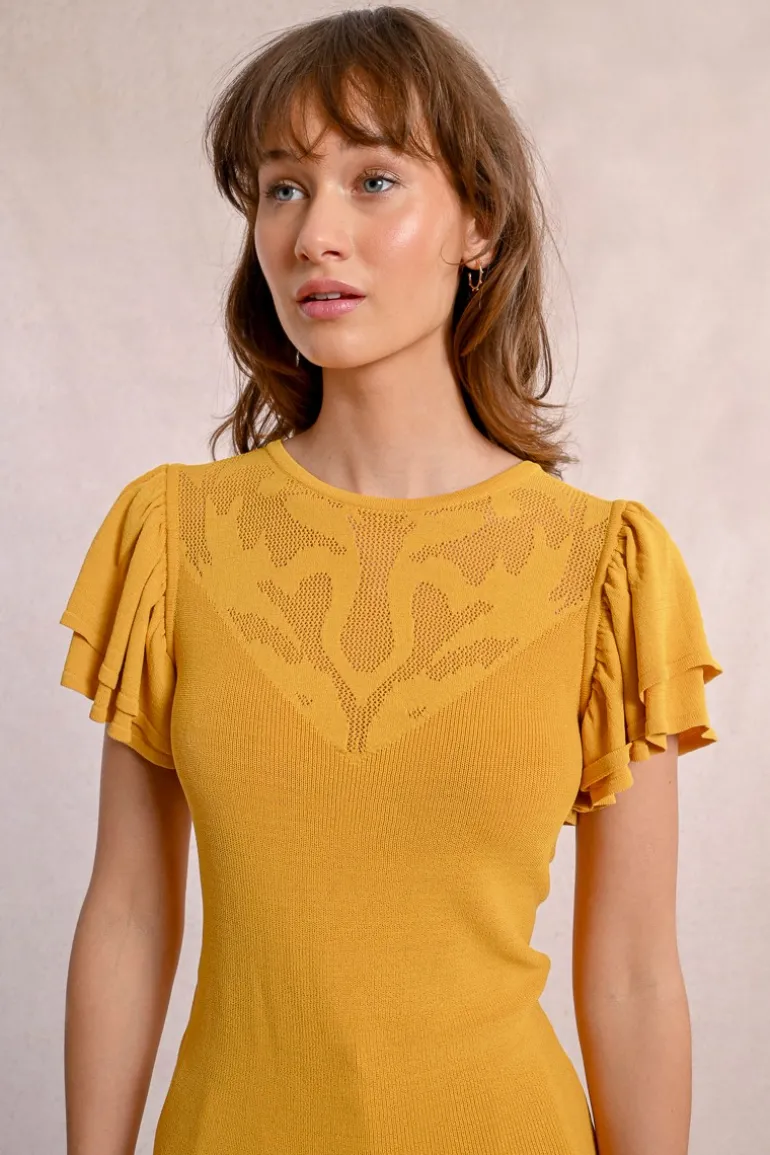 T-shirt ajusté avec manches volantées