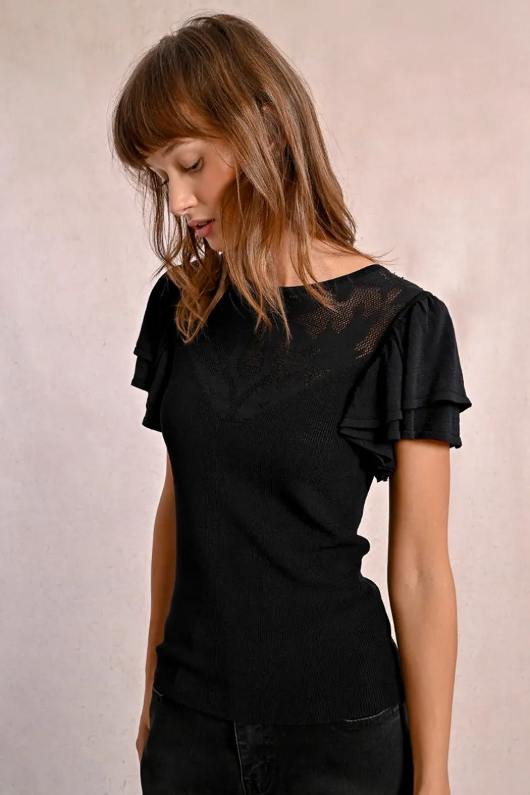 T-shirt ajusté avec manches volantées