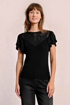 T-shirt ajusté avec manches volantées