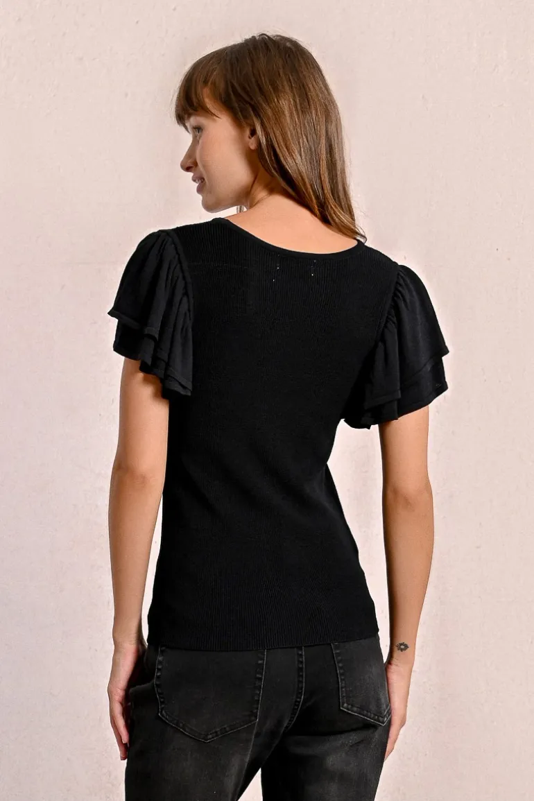 T-shirt ajusté avec manches volantées