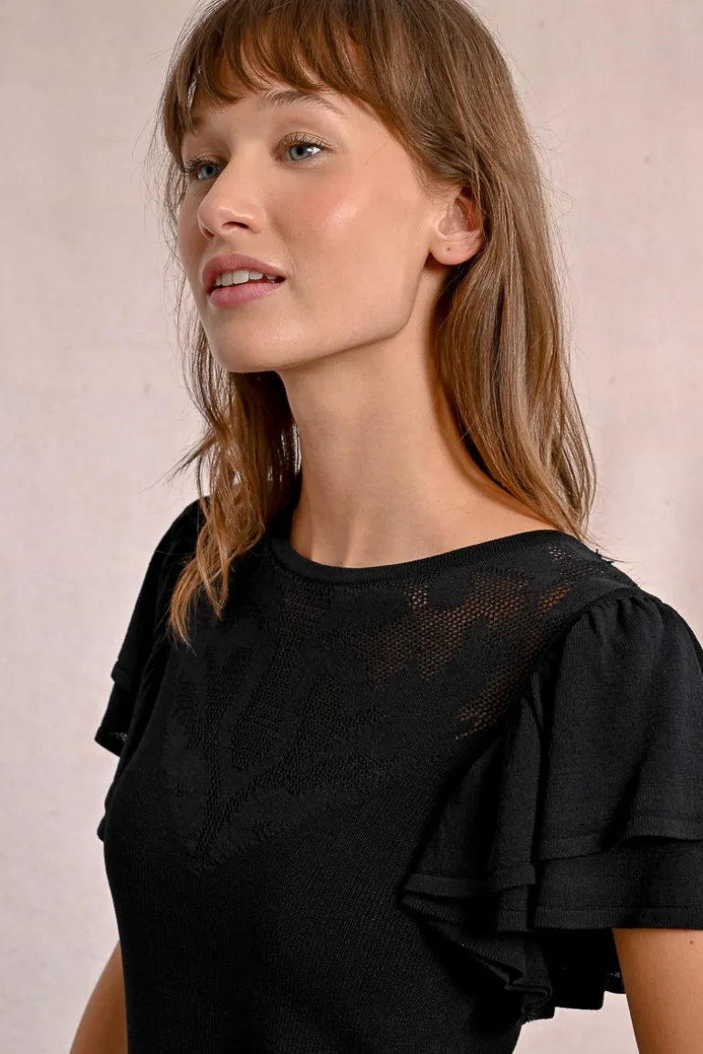 T-shirt ajusté avec manches volantées