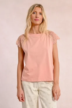 T-shirt avec détail dentelle sur les épaules