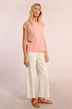 T-shirt avec détail dentelle sur les épaules