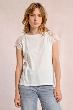 T-shirt avec détail dentelle sur les épaules