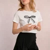 T-shirt cintré avec motif noeud dentelle