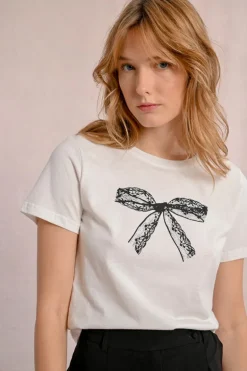 T-shirt cintré avec motif noeud dentelle