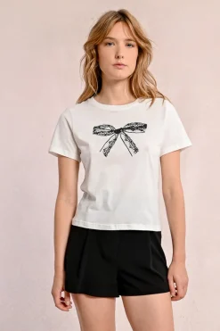 T-shirt cintré avec motif noeud dentelle