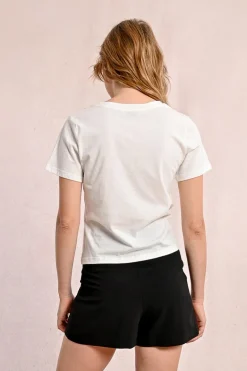 T-shirt cintré avec motif noeud dentelle