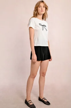 T-shirt cintré avec motif noeud dentelle