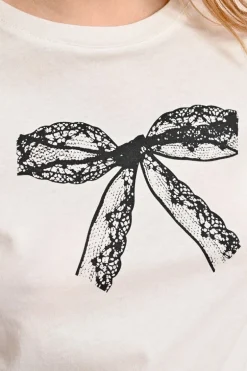 T-shirt cintré avec motif noeud dentelle