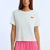 T-shirt droit, motif c艙ur
