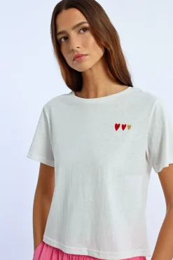 T-shirt droit, motif c艙ur