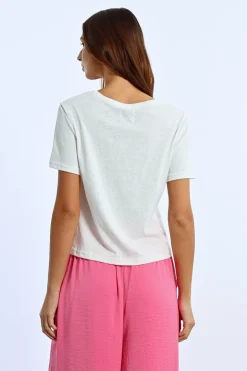 T-shirt droit, motif c艙ur