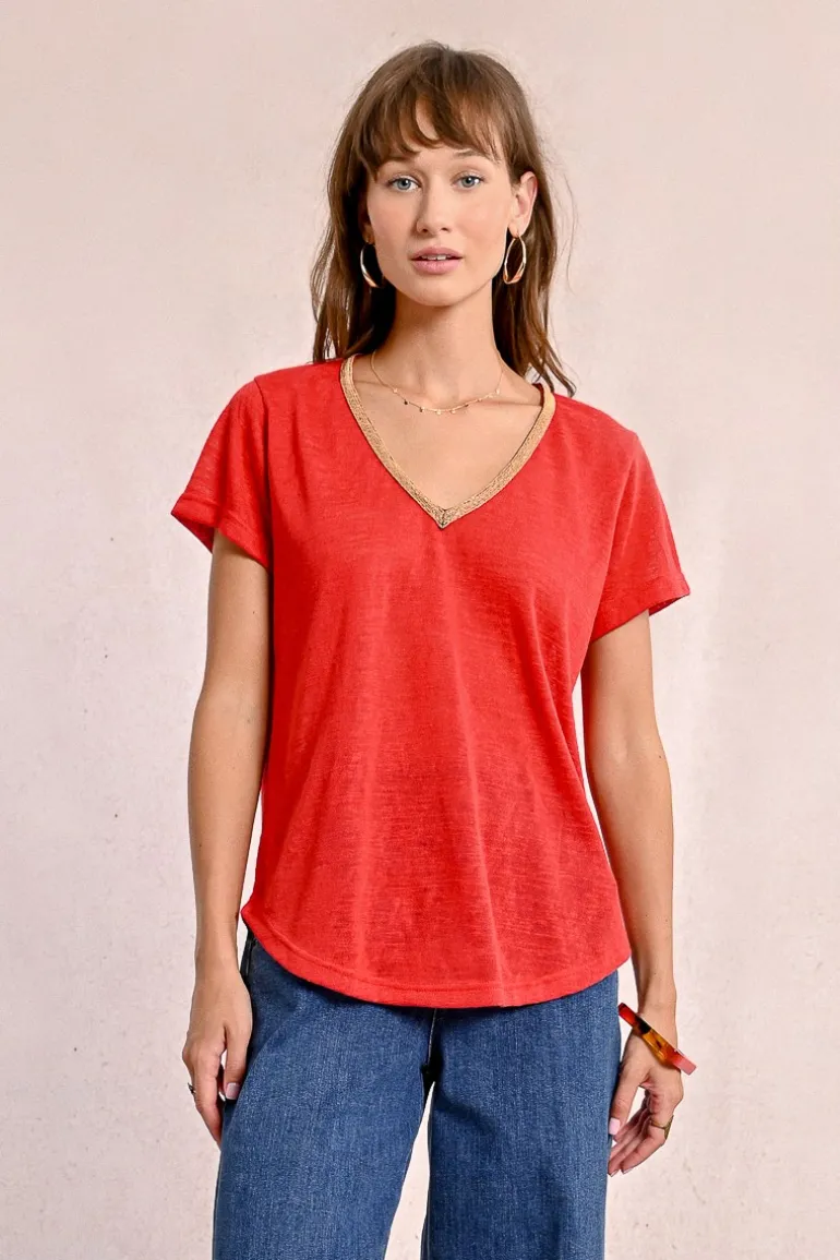 T-shirt fluide à col V
