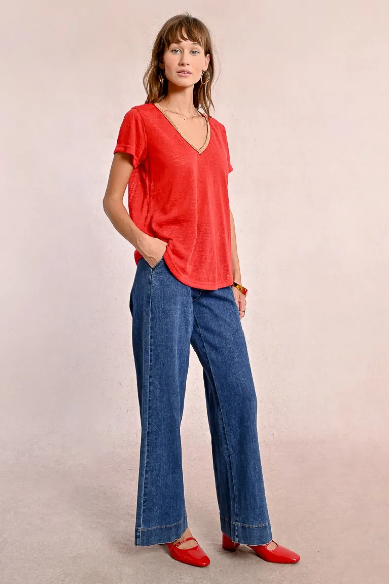 T-shirt fluide à col V