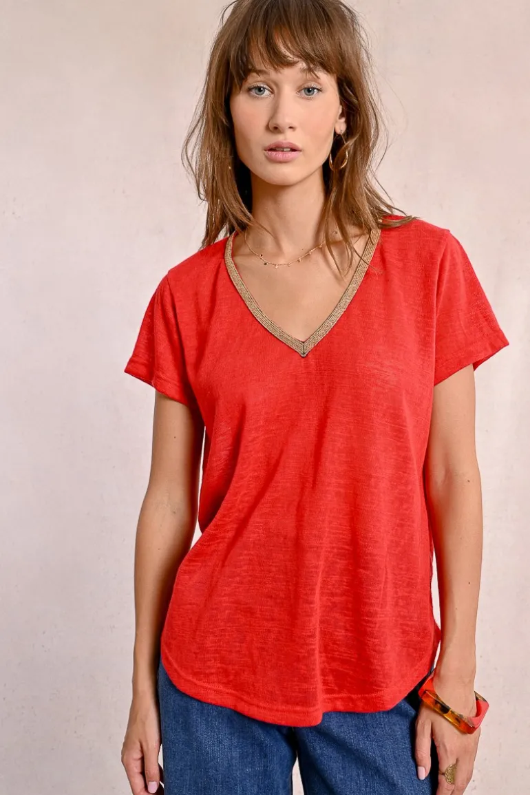 T-shirt fluide à col V