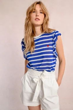 T-shirt marinière avec manches volantées