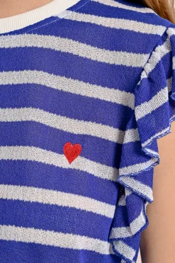 T-shirt marinière avec manches volantées