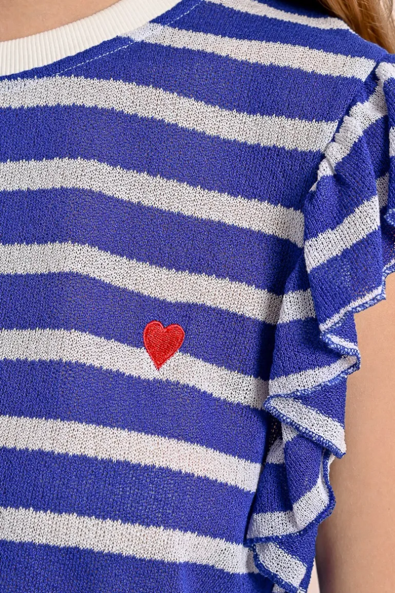 T-shirt marinière avec manches volantées