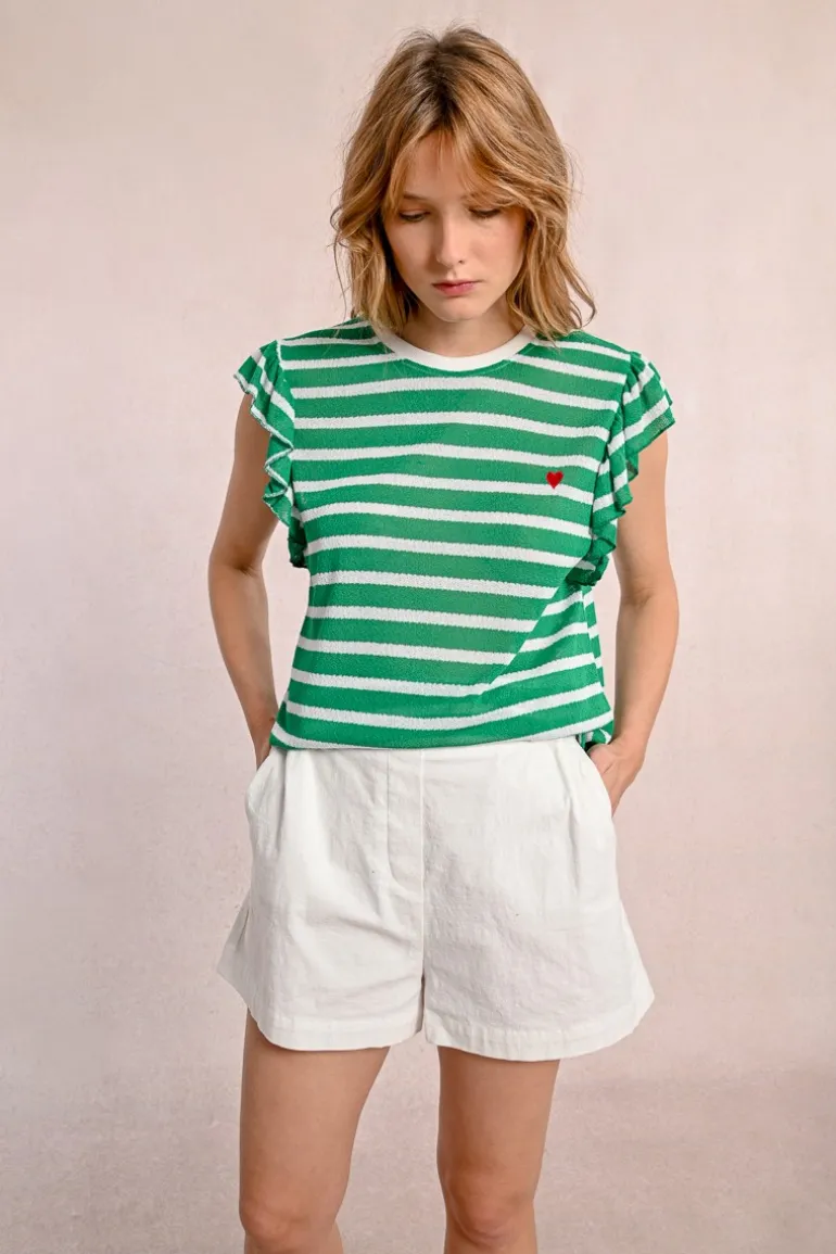 T-shirt marinière avec manches volantées