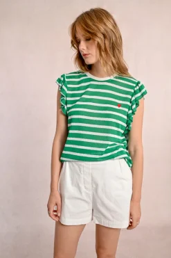 T-shirt marinière avec manches volantées