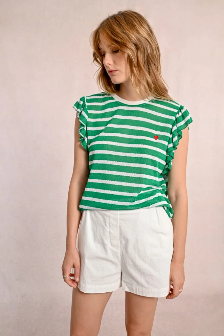 T-shirt marinière avec manches volantées