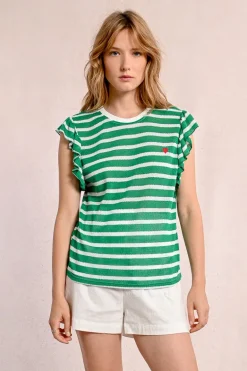T-shirt marinière avec manches volantées