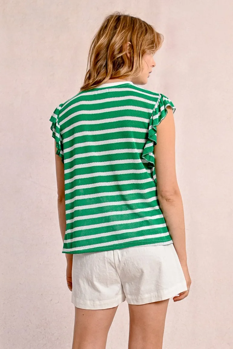 T-shirt marinière avec manches volantées